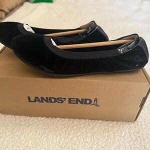 Lands' End Women's Classic Black Velvet Flats W9